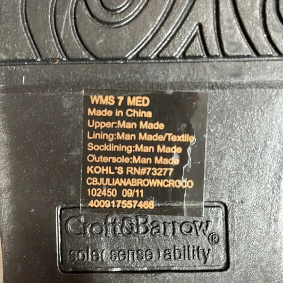 Croft & Barrow Juliana Brown Patent Faux Croc Clog Mule Sole (Sense) Abi… - Picture 8 of 15